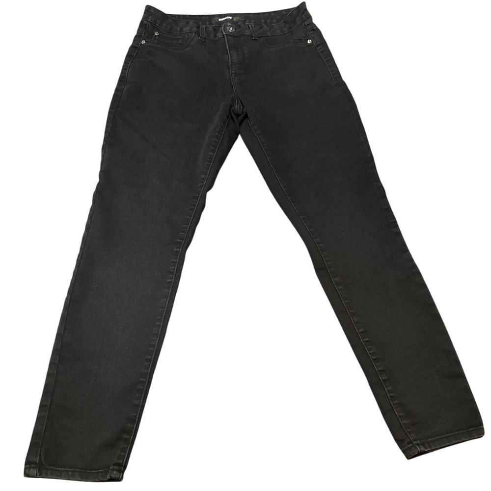 Jordache Women's Super Skinny Black Jeans Size 12 Mid Rise Stretch Denim‎
